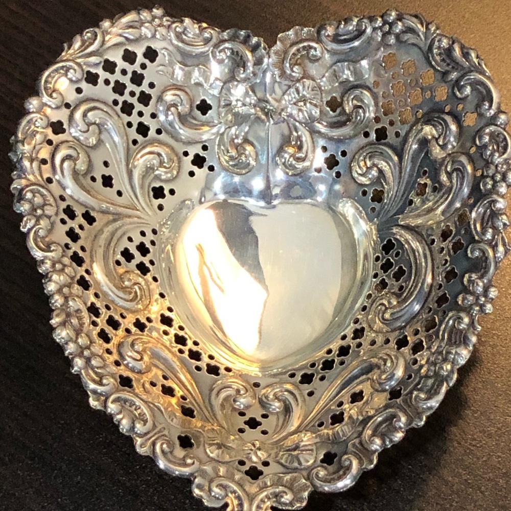 Sterling Silver Chantilly by GORHAM Heart Shaped Dish